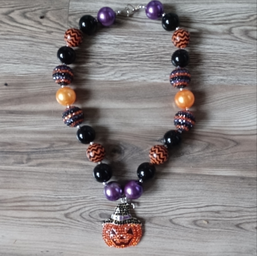 Halloween Pumpkin Large Bead Necklace